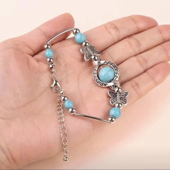 Turquoise color butterfly bracelet - Picture 2 of 2